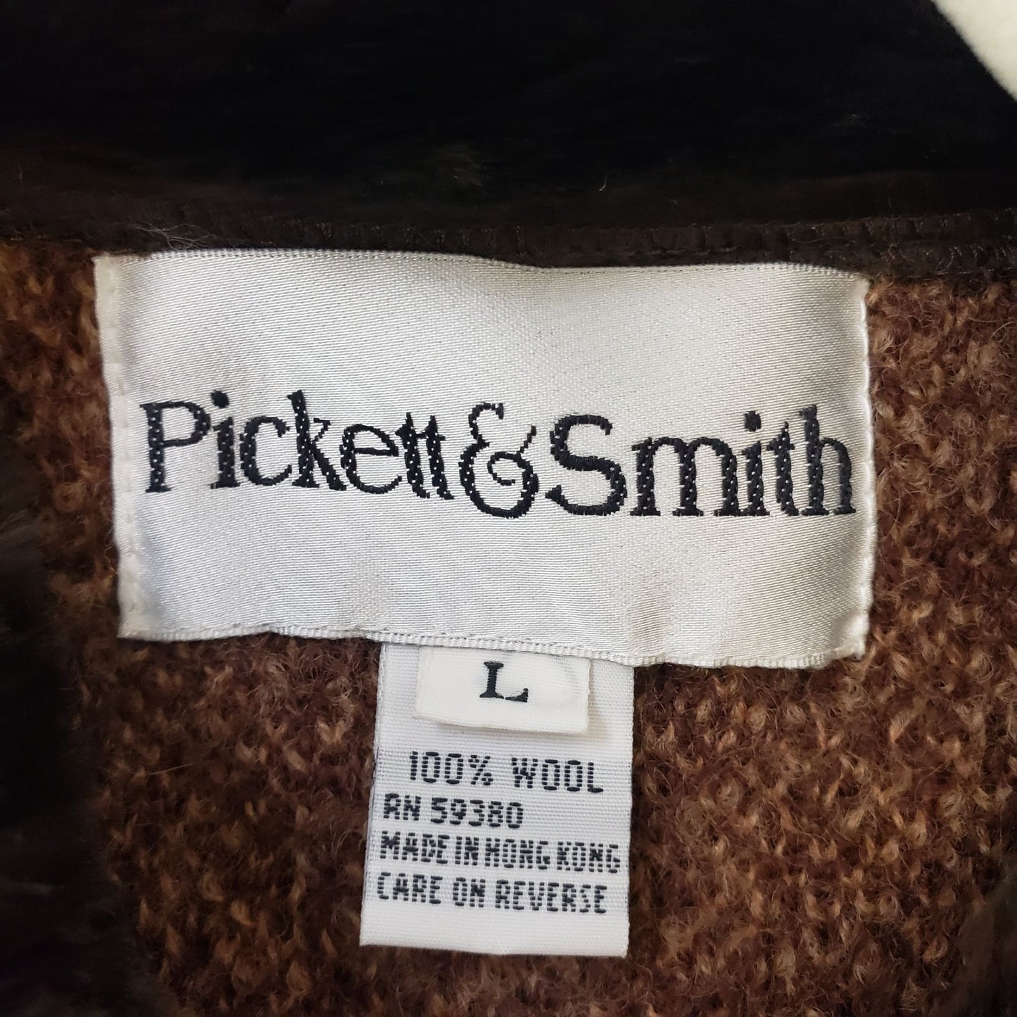 Pickett & Smith 100% Wool Cardigan Sweater with Faux Fur Trim Size Large
