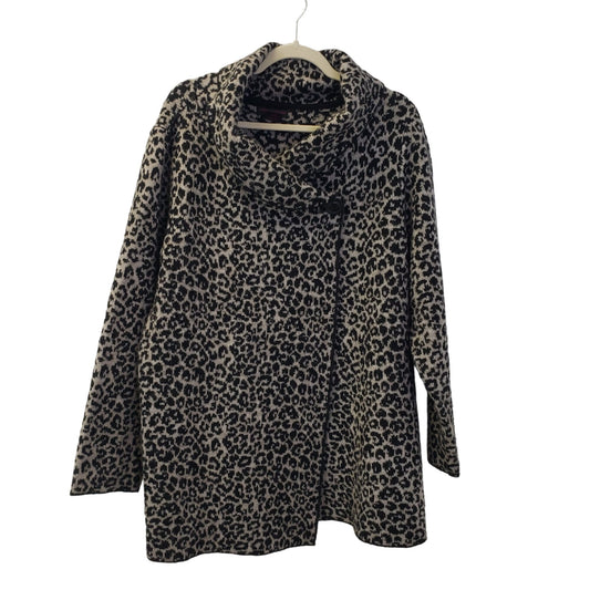 Christian Siriano Wool Blend Leopard Print Poncho Sweater Size 2X