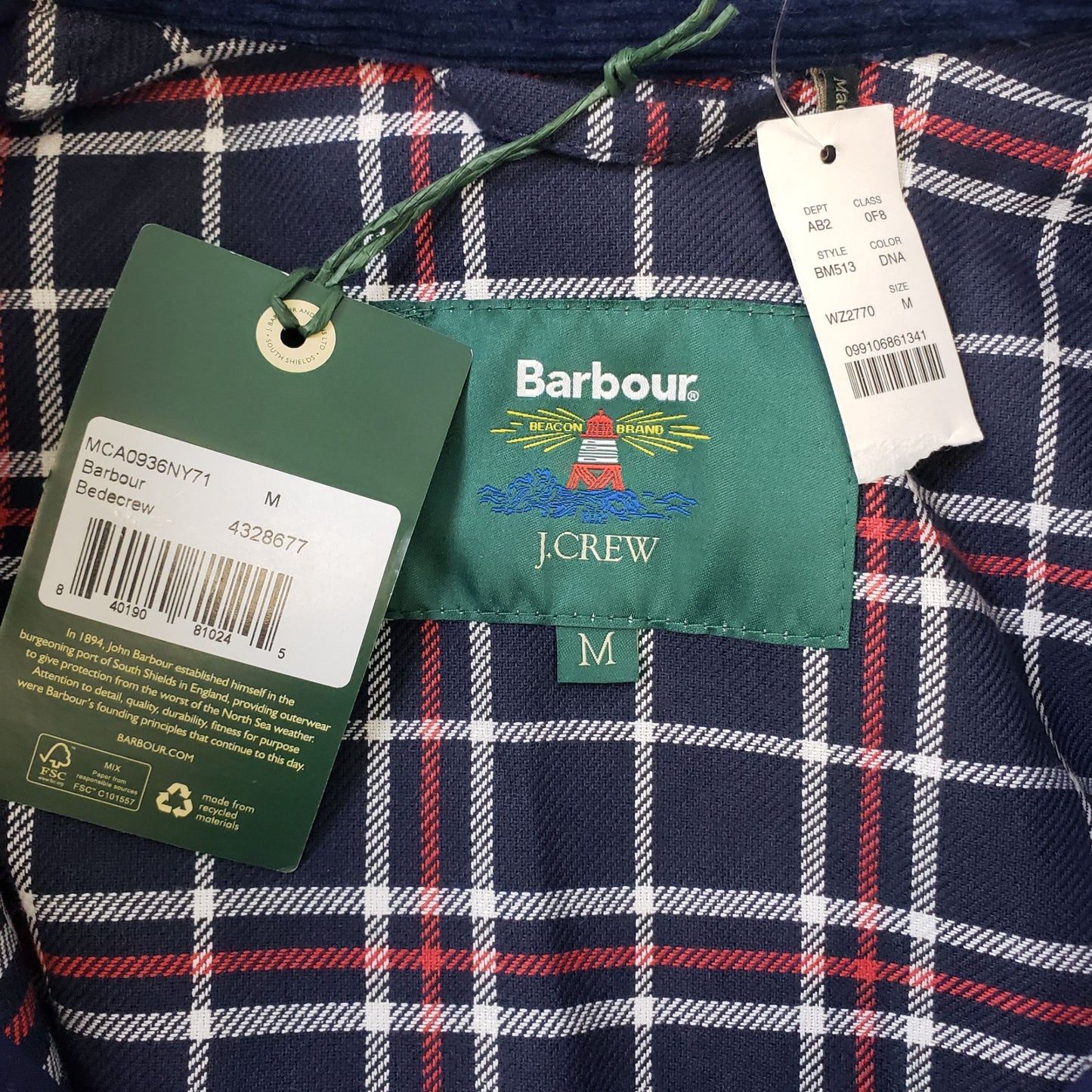 NWT J. Crew Limited-edition Barbour X J.Crew Bedale Jacket Size Medium