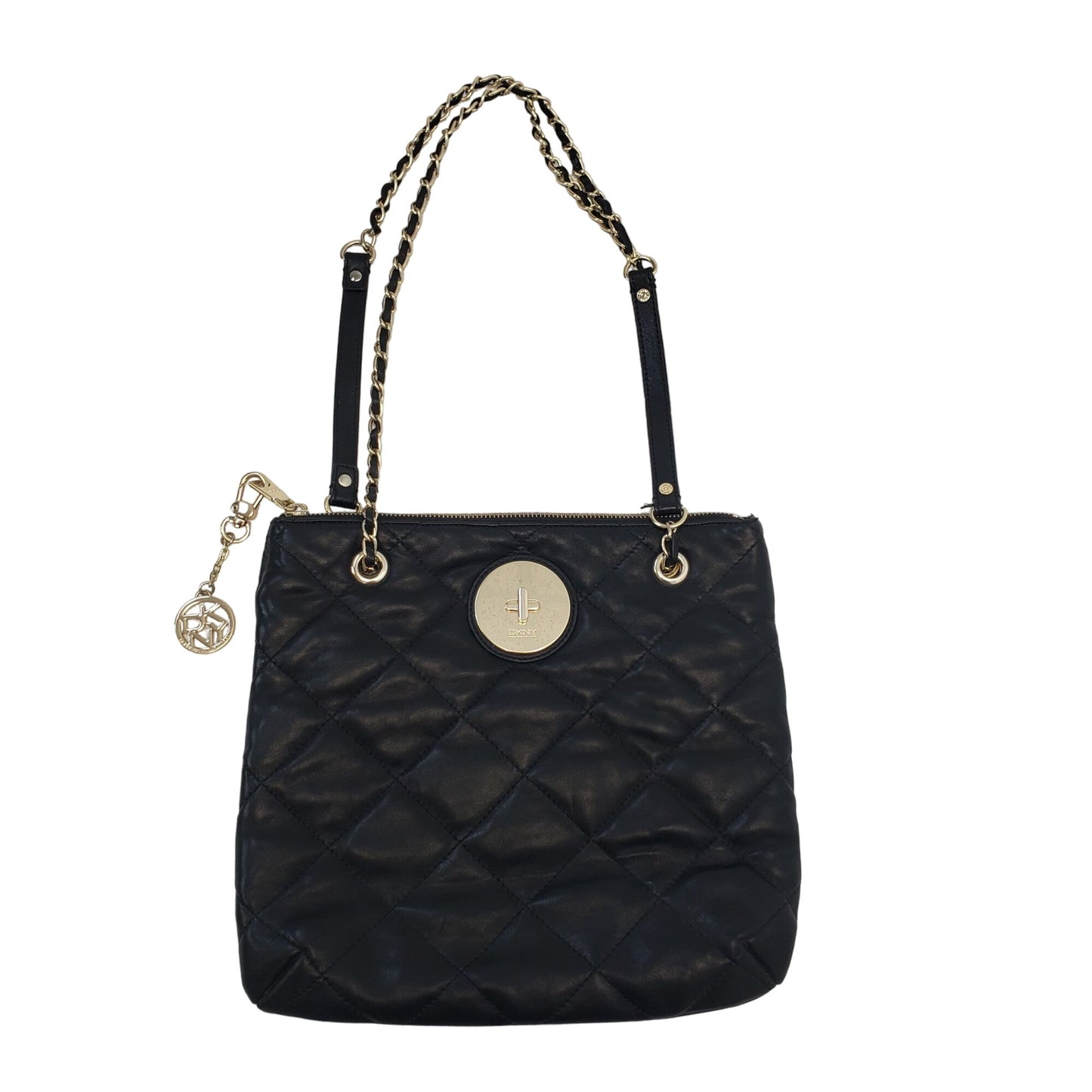 DKNY Leather Quilted Shoulder Bag with Chain Detail Strap