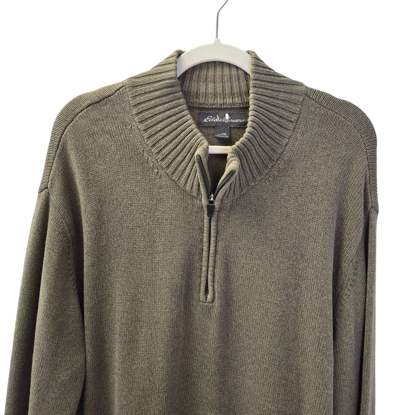 Eddie Bauer 100% Cotton Quarter Zip Sweater Size XL Tall