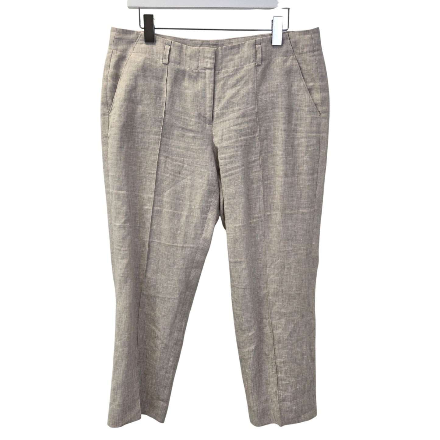 Loft 100% Linen Marisa Crop Trouser Pants Size 8 *Missing Belt*