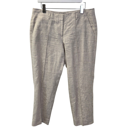 Loft 100% Linen Marisa Crop Trouser Pants Size 8 *Missing Belt*