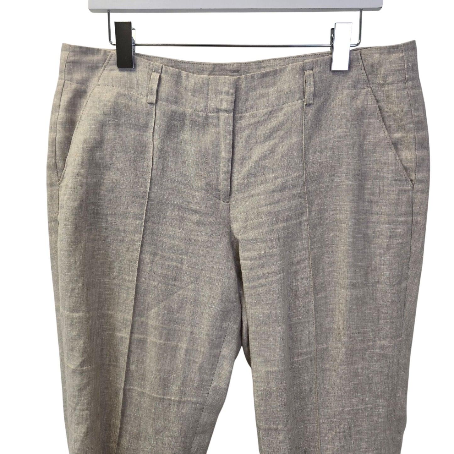 Loft 100% Linen Marisa Crop Trouser Pants Size 8 *Missing Belt*