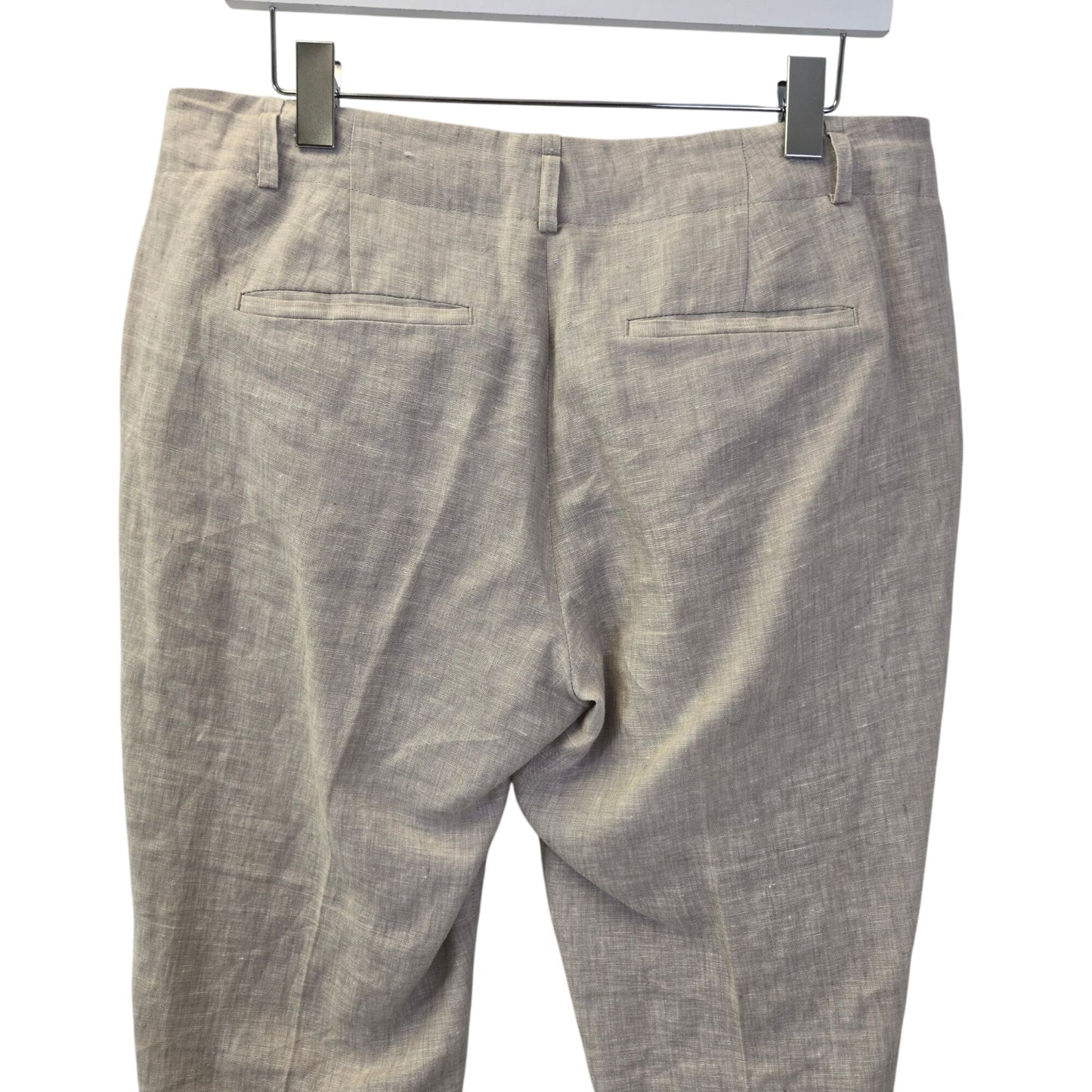Loft 100% Linen Marisa Crop Trouser Pants Size 8 *Missing Belt*