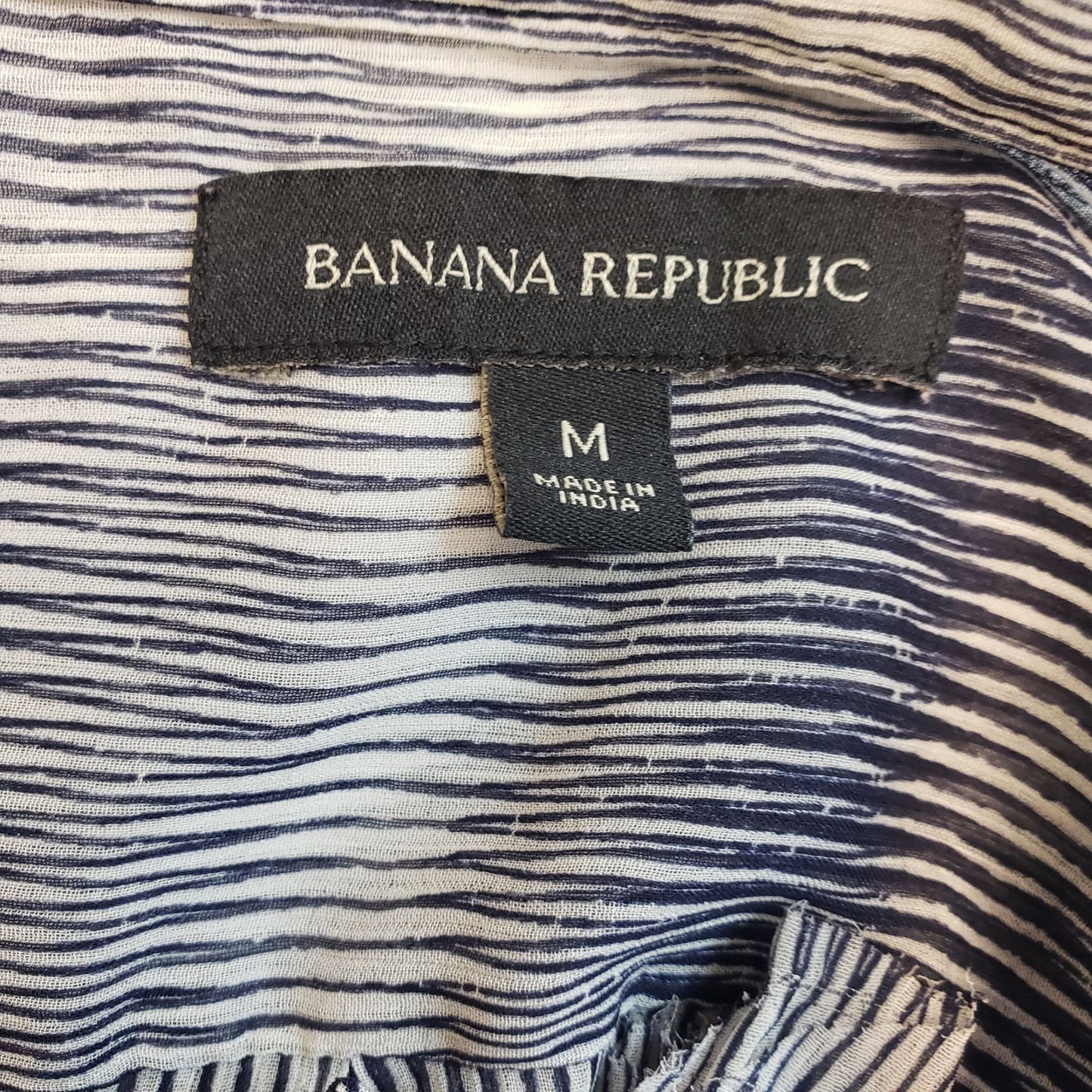 Banana Republic Semi-Sheer Ruffle Trim Button Down Blouse Size Medium