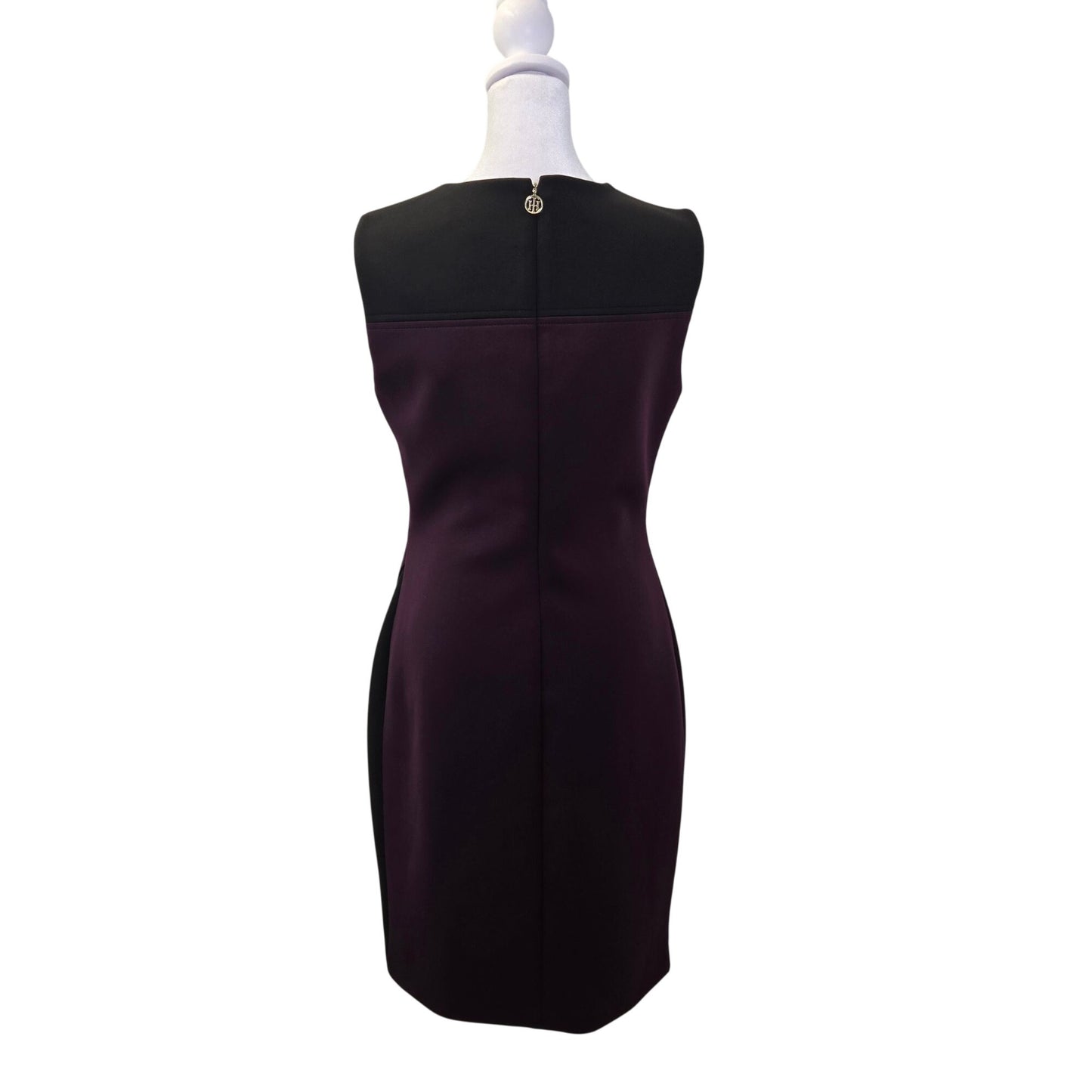 Tommy Hilfiger Color Block Neoprene Asymmetrical Button Trim Dress Size 6