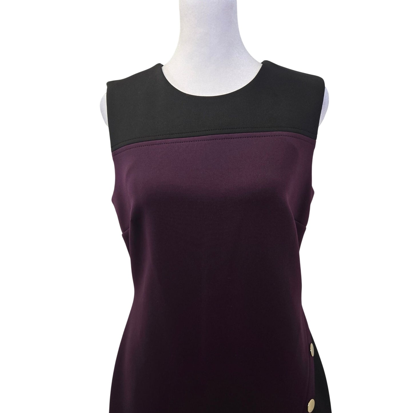 Tommy Hilfiger Color Block Neoprene Asymmetrical Button Trim Dress Size 6
