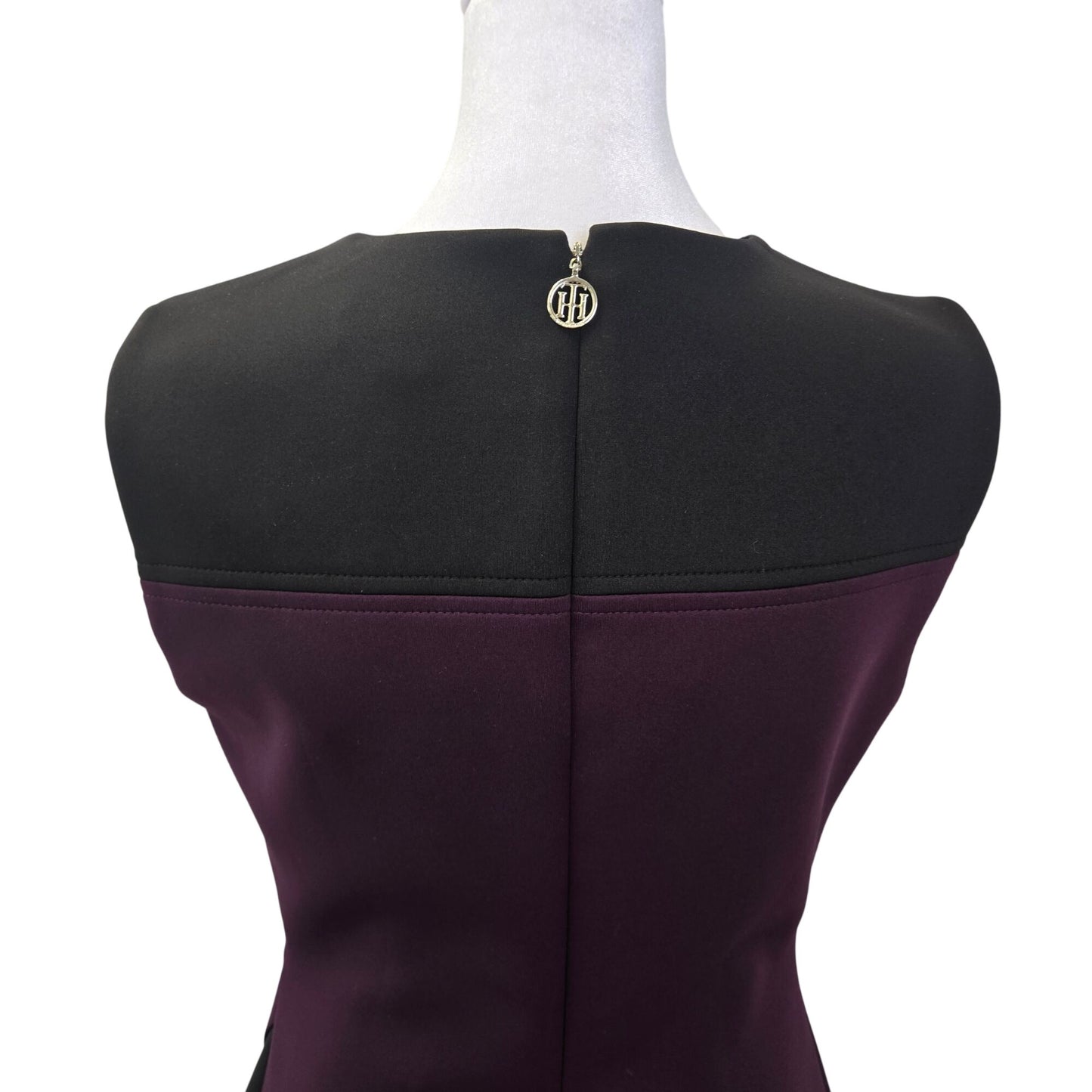 Tommy Hilfiger Color Block Neoprene Asymmetrical Button Trim Dress Size 6