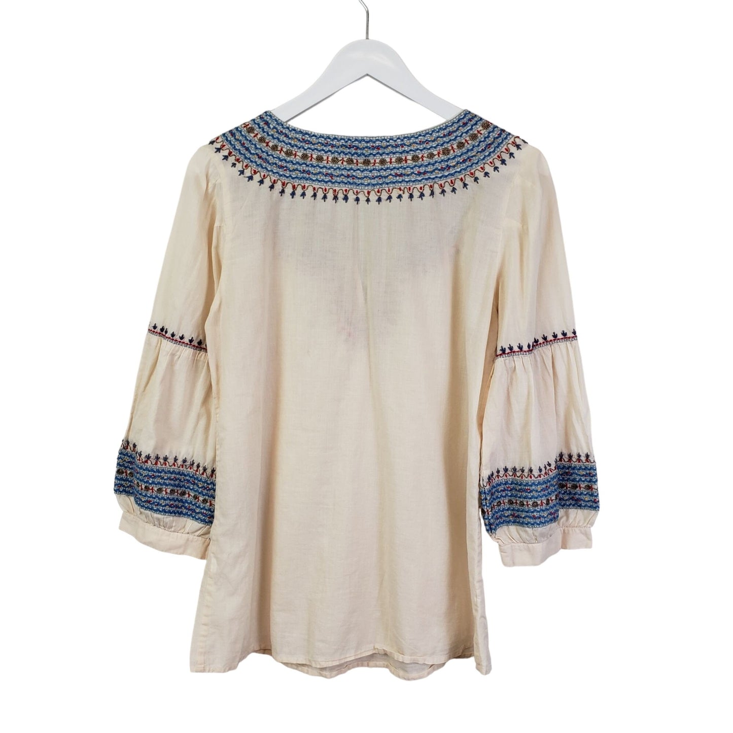 Lucky Brand Embroidered Boho Peasant Top Size Medium