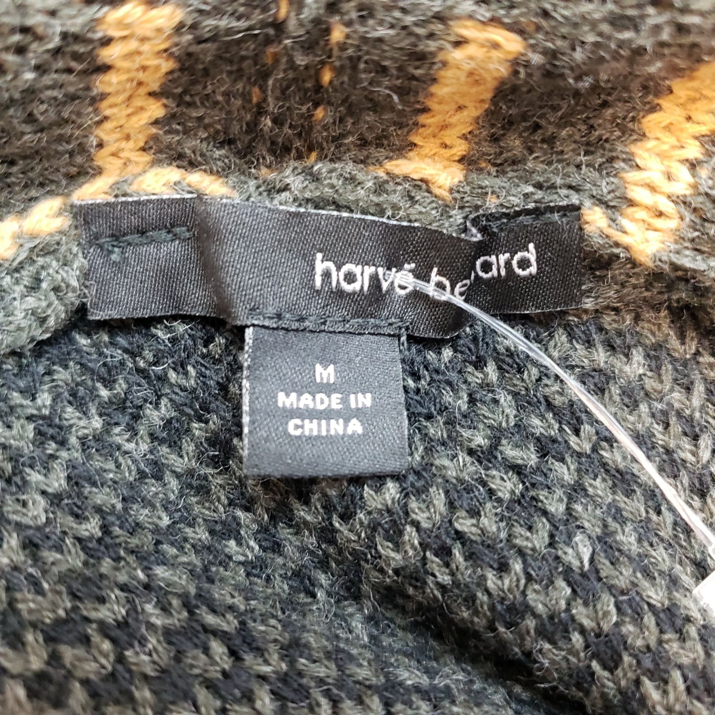 Harve Benard Aztec Print Open Fringe Trim Cardigan Sweater Size Small