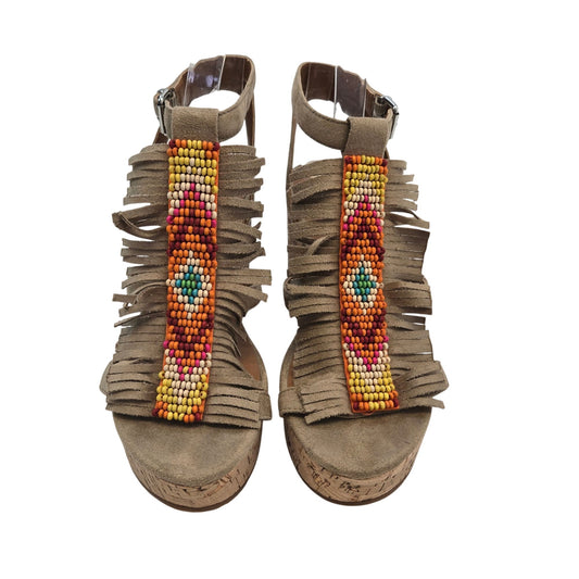 Ariat Unbridled Lolita Wedge Beaded Sandals Size 7.5