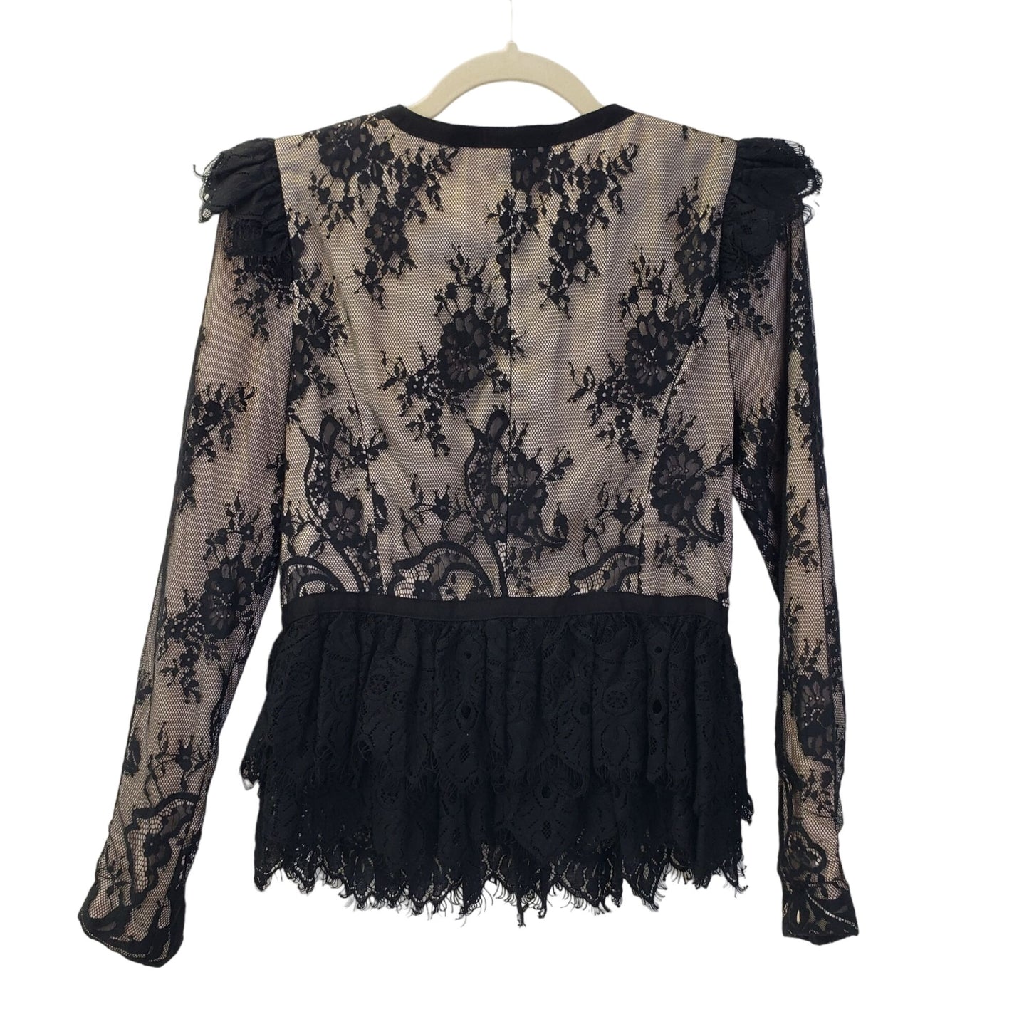 Pearl Georgina Chapman Floral Lace Overlay Peplum Blouse Size 2