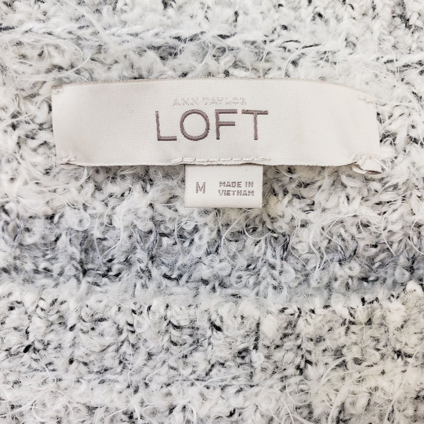 Loft Slightly Cropped Striped Eyelash Sweater Size Medium