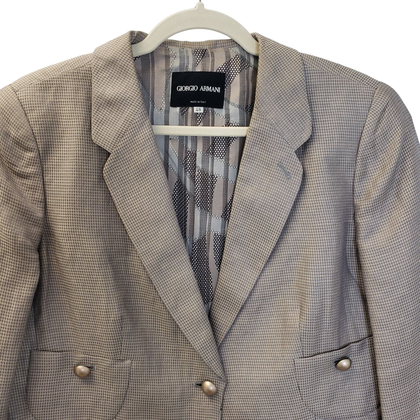 Giorgio Armani Graphic Linen & Silk Blend Cropped Blazer Size IT 48/US 12