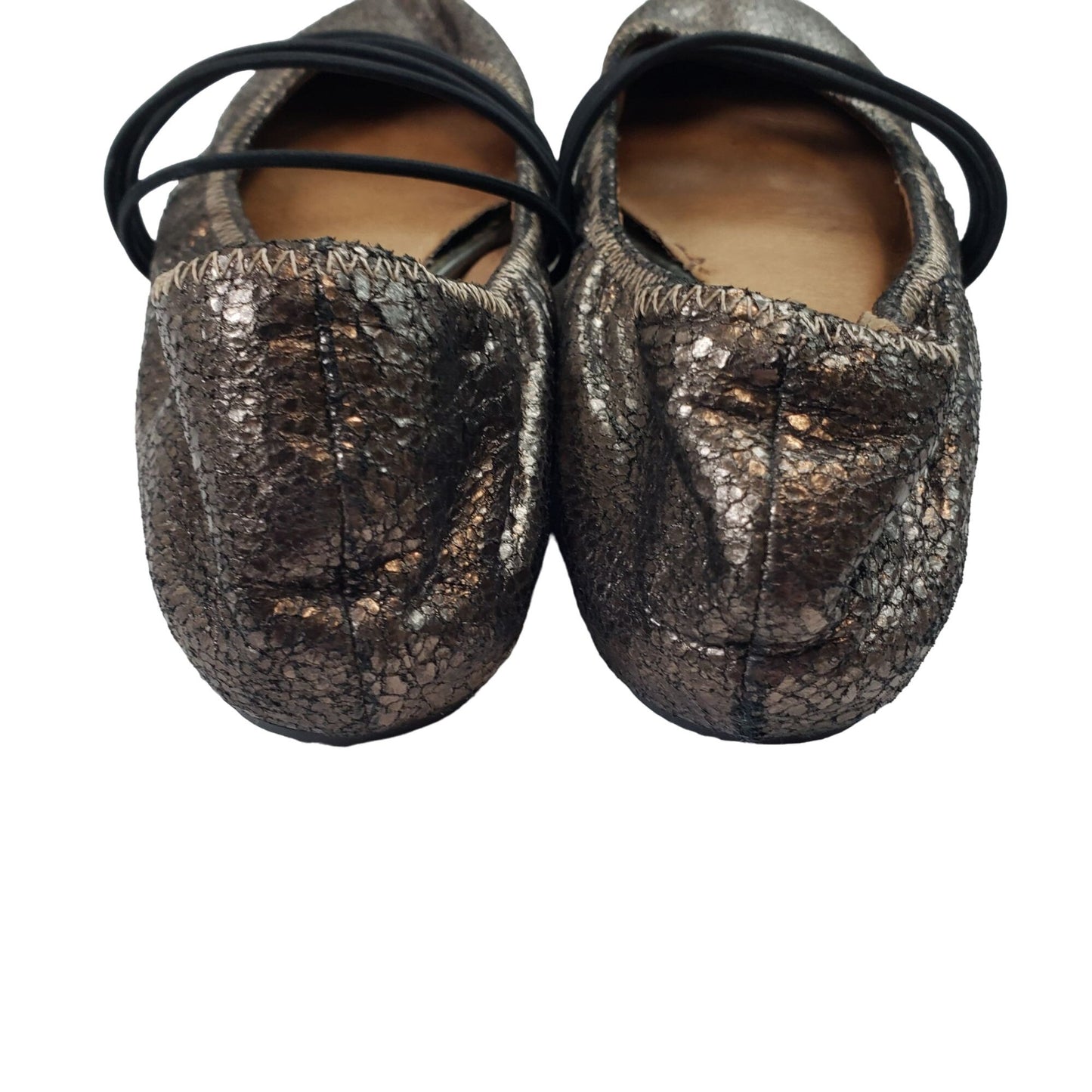 Tsubo Honnor Gold Metallic Crackle Leather Slip-On Flats Size 9.5