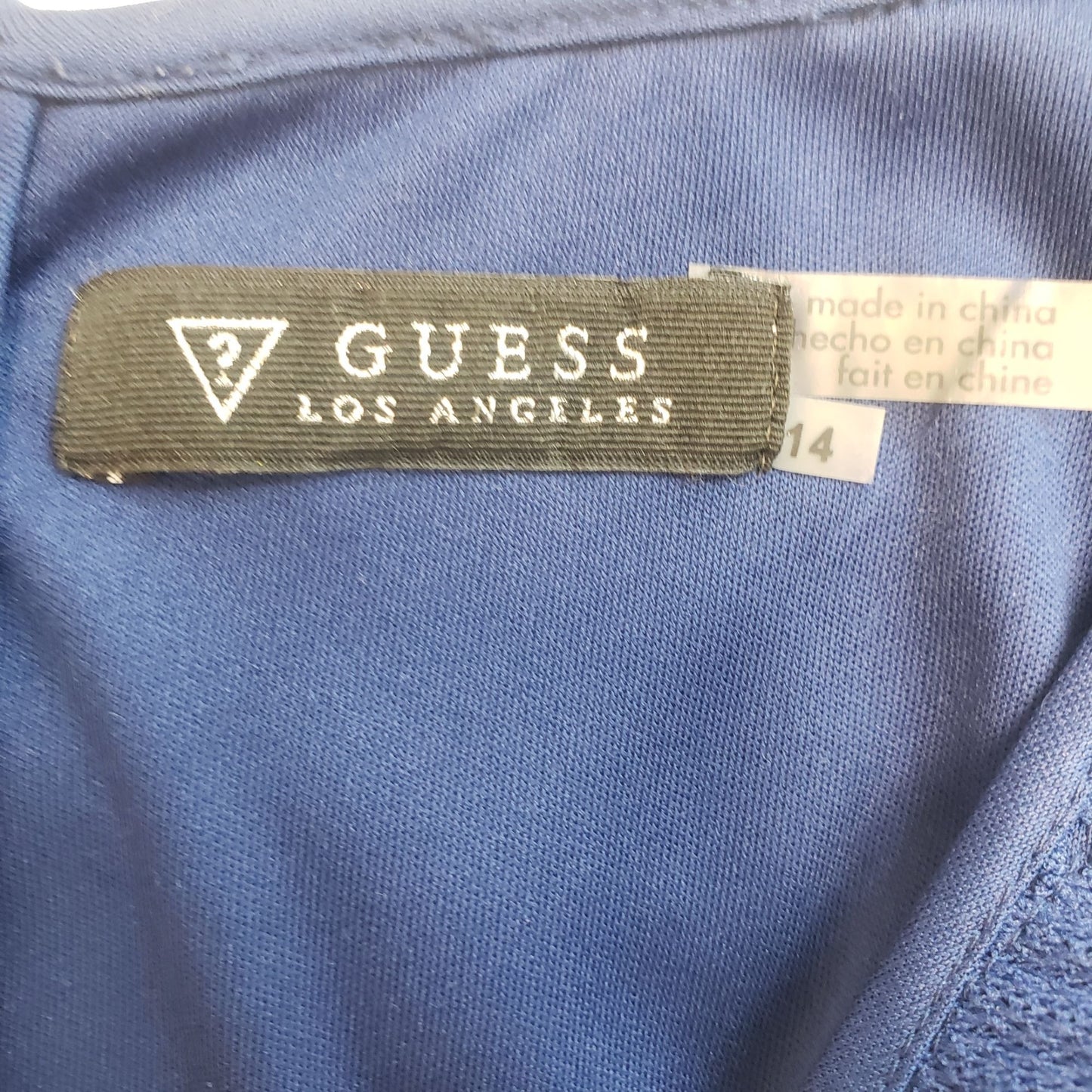 Guess Mesh Overlay Bodycon Dress Size 14