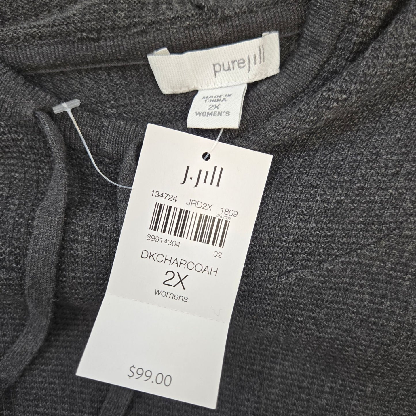 NWT J. Jill Pure Jill Cotton Blend Hooded Waffle Knit Top Size 2X