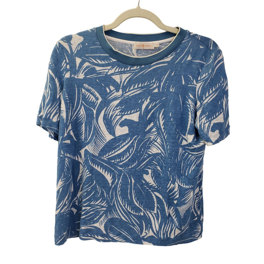 Tory Burch Linen Tropical Print T-Shirt Size Small