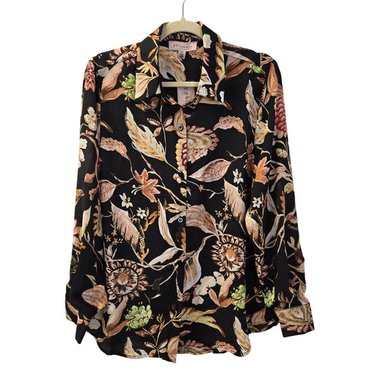NWT Philosophy Floral Tropical Print Button Down Blouse Size Large