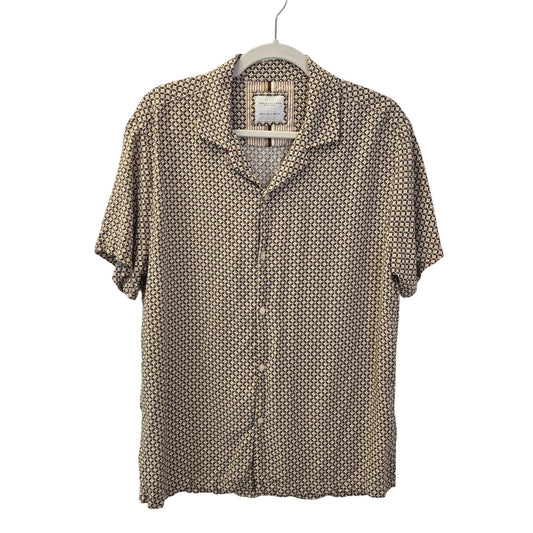 Denim & Flower Ricky Singh 100% Viscose Diamond Print Button Down Shirt Size Large