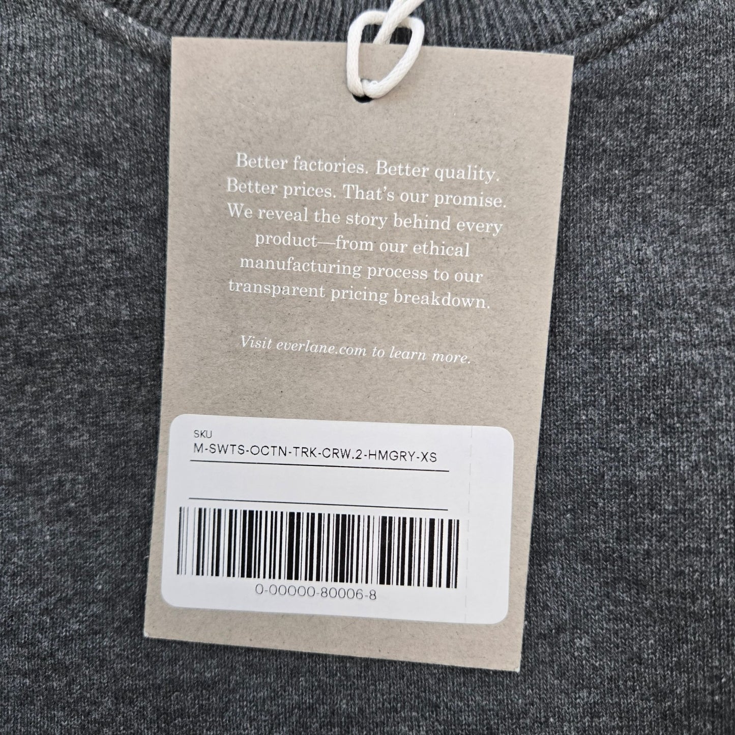 NWT Everlane The Track Unisex Crewneck Sweatshirt Size Men's XS/Women's M