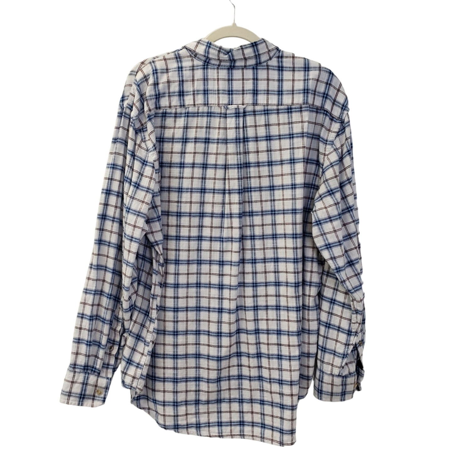 IZOD Linen Blend Plaid Button Down Shirt Size XL