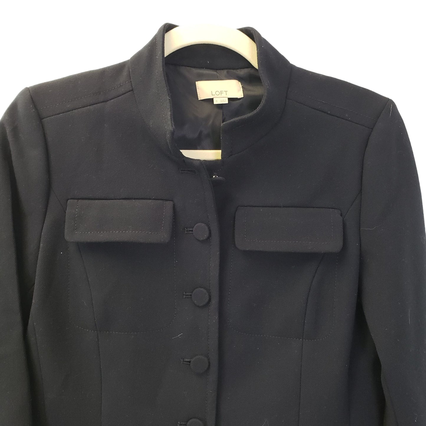 Loft Military Style Navy Blue Blazer Jacket Size 0