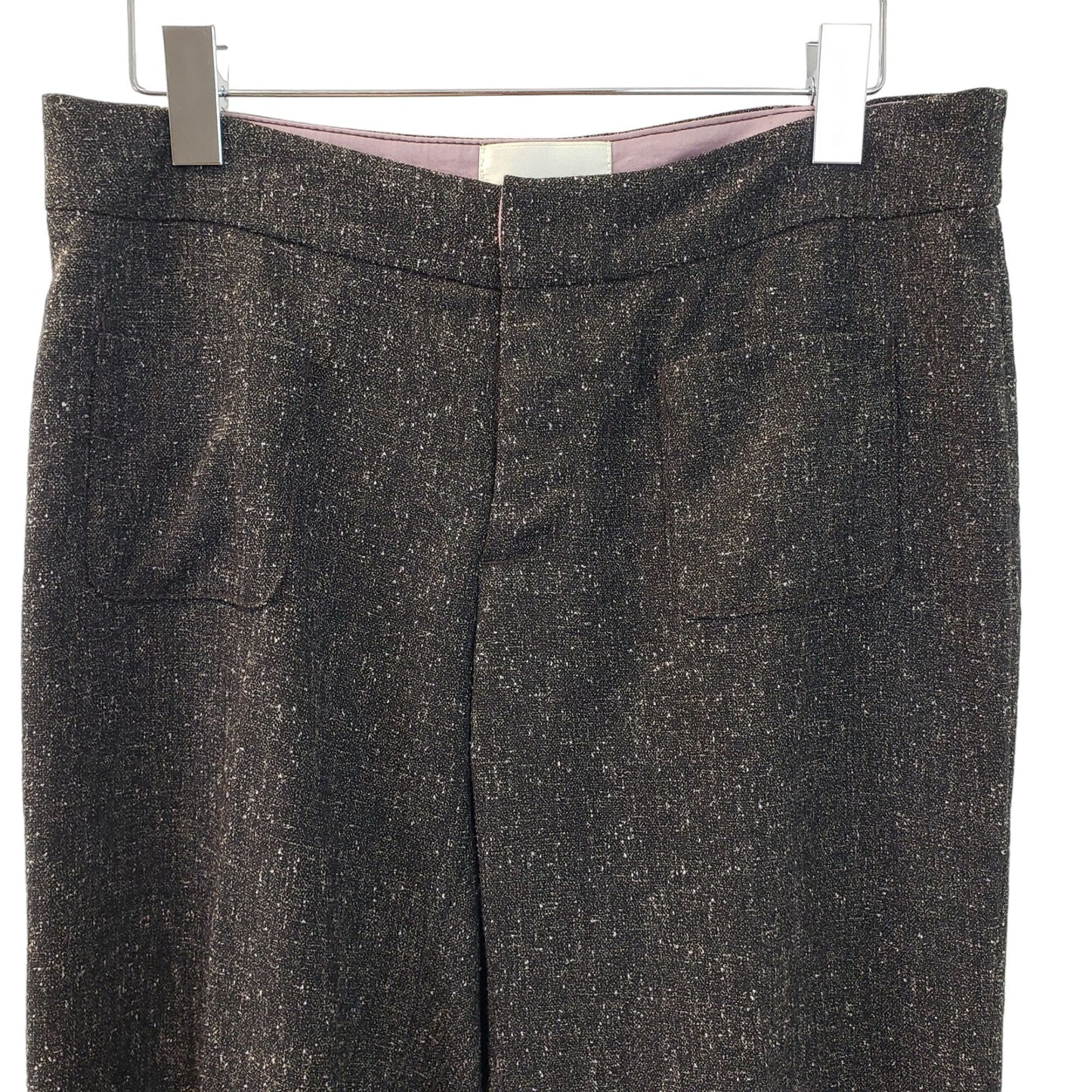 Anthropologie Elevenses Tweed Brighton Button Cuff Flare Leg Trousers Size 4