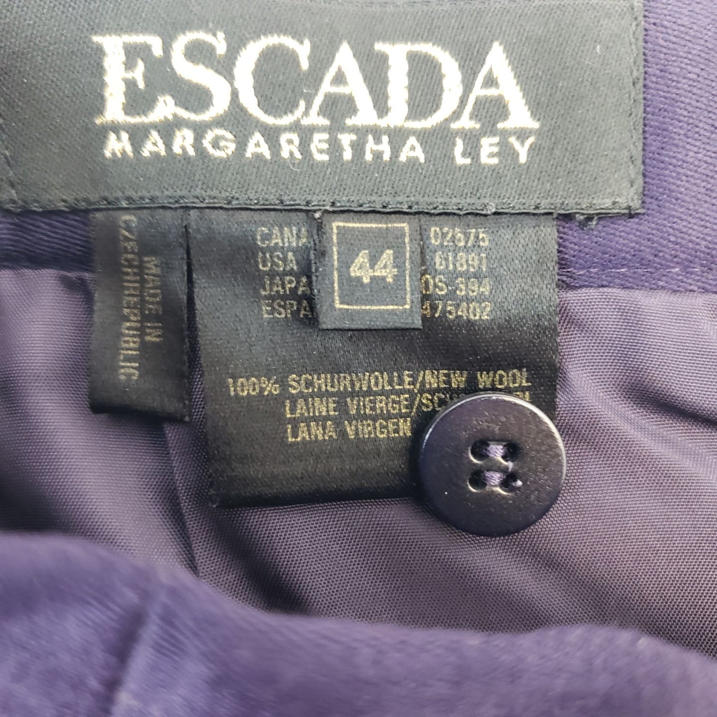 Escada Wool Royal Purple Pencil Skirt Size 44/US Large