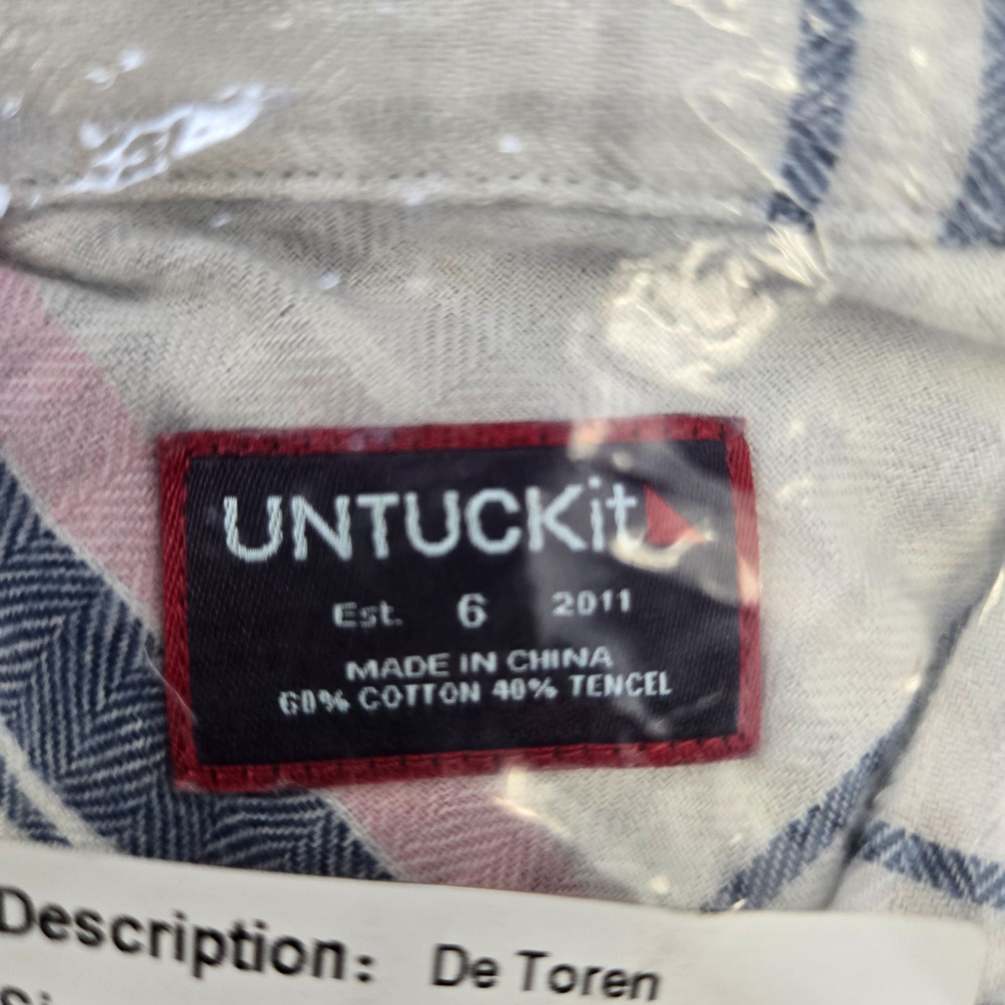 NWT UNTUCKit  De Toren Plaid Long Sleeve Button Down Shirt Size 6