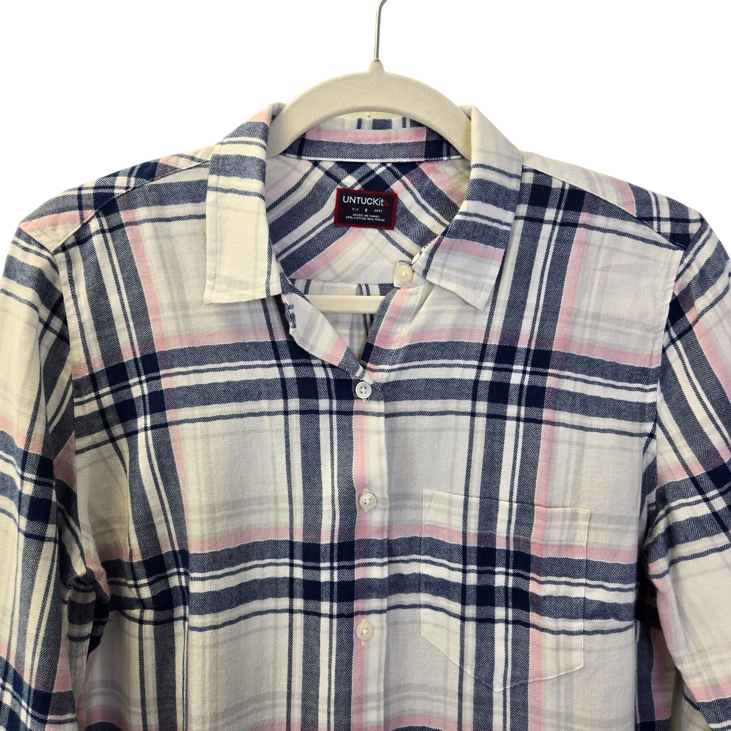 NWT UNTUCKit  De Toren Plaid Long Sleeve Button Down Shirt Size 6