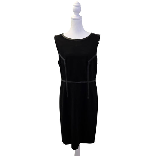 Trina Turk Katherine Ponte Vegan Leather Accent Black Dress Size 10