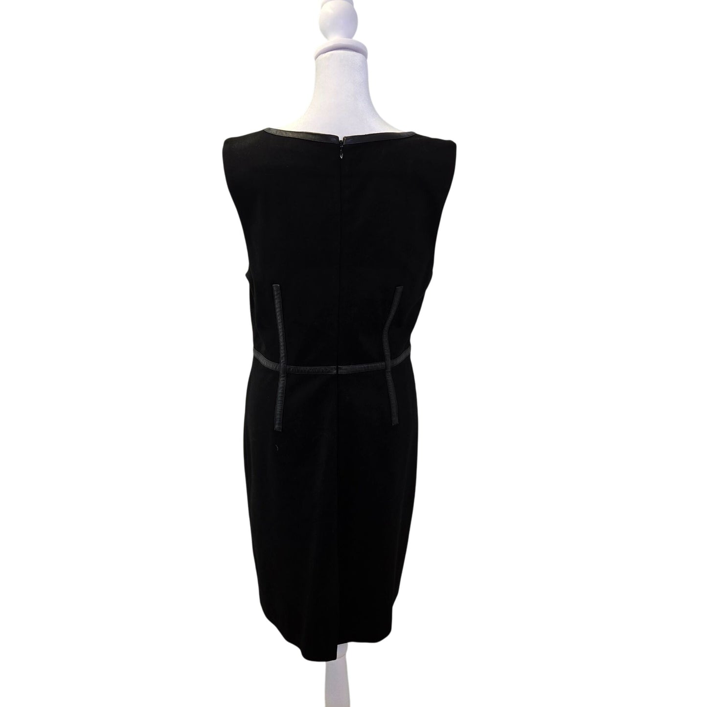 Trina Turk Katherine Ponte Vegan Leather Accent Black Dress Size 10