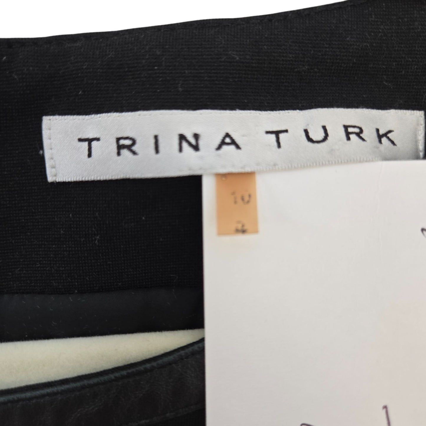Trina Turk Katherine Ponte Vegan Leather Accent Black Dress Size 10