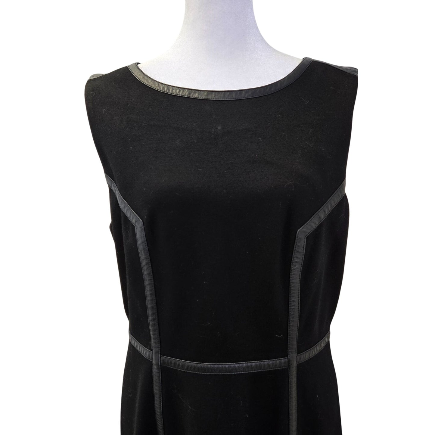 Trina Turk Katherine Ponte Vegan Leather Accent Black Dress Size 10