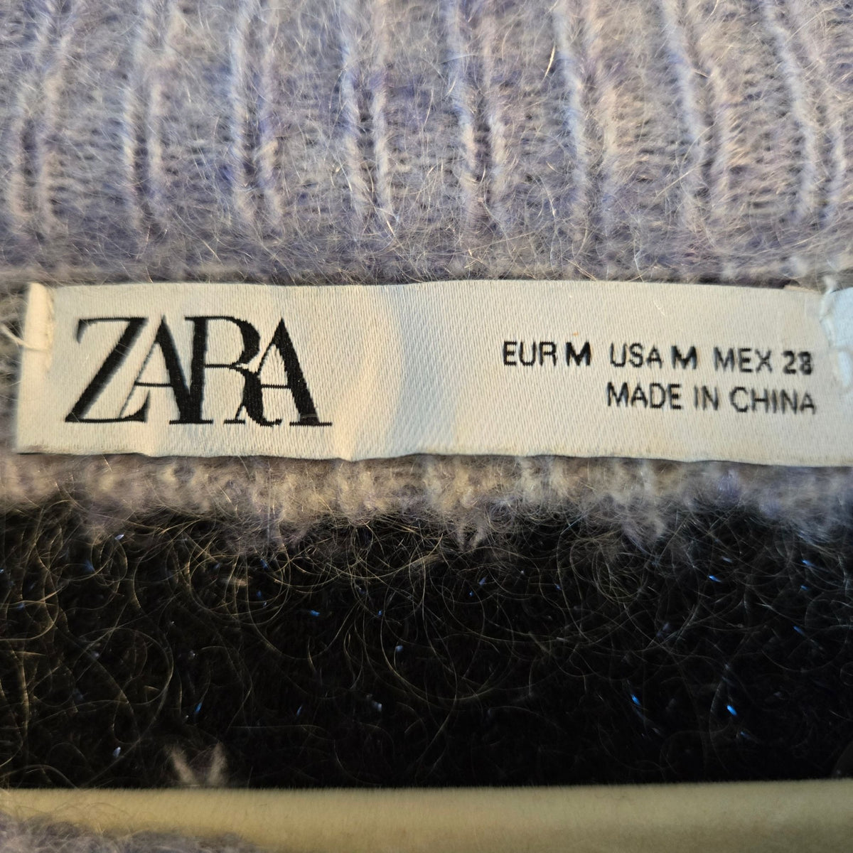 Zara Wool & Mohair Blend Crewneck Balloon Sleeve Sweater Size Medium
