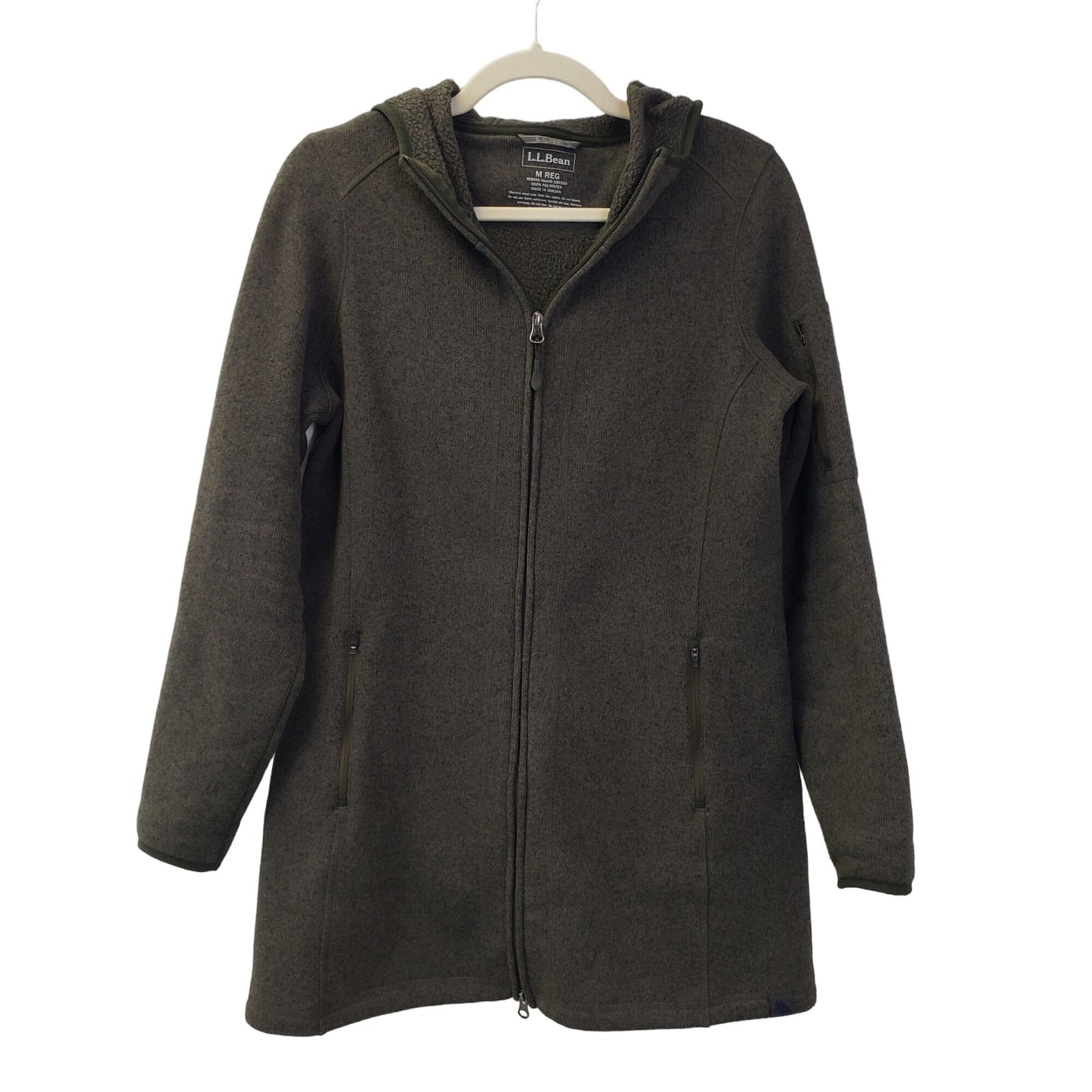 L.L. Bean Longline Fleece Lined Hooded Jacket Size Medium