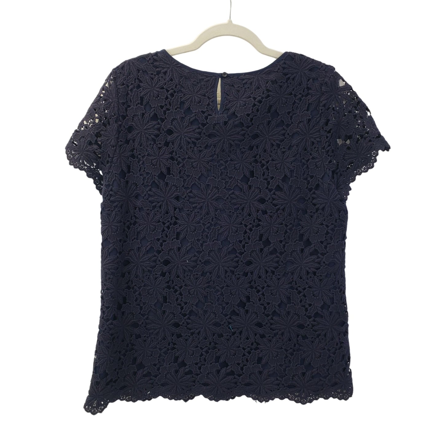 Talbots Navy Blue Lace Overlay Top Size 12