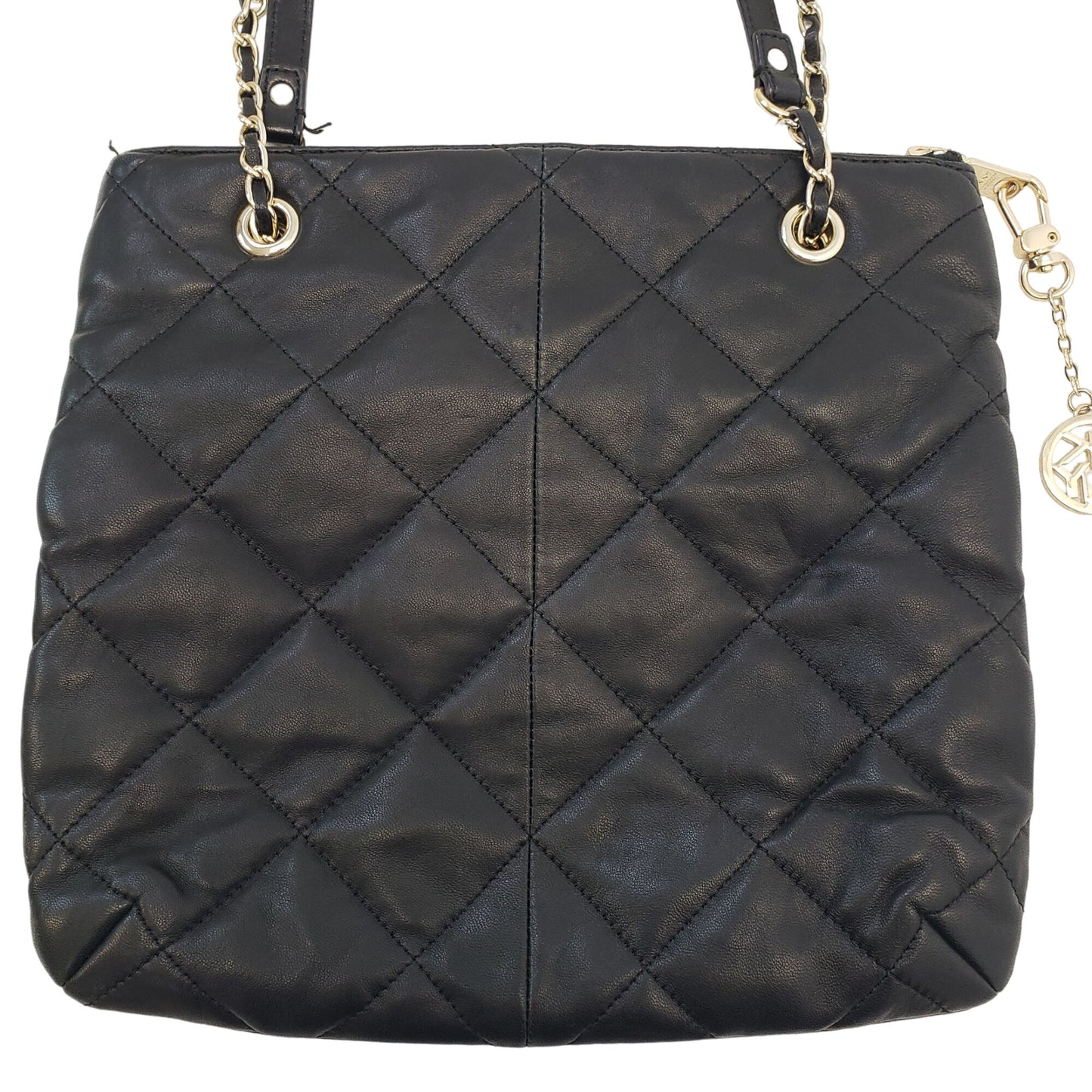 DKNY Leather Quilted Shoulder Bag with Chain Detail Strap