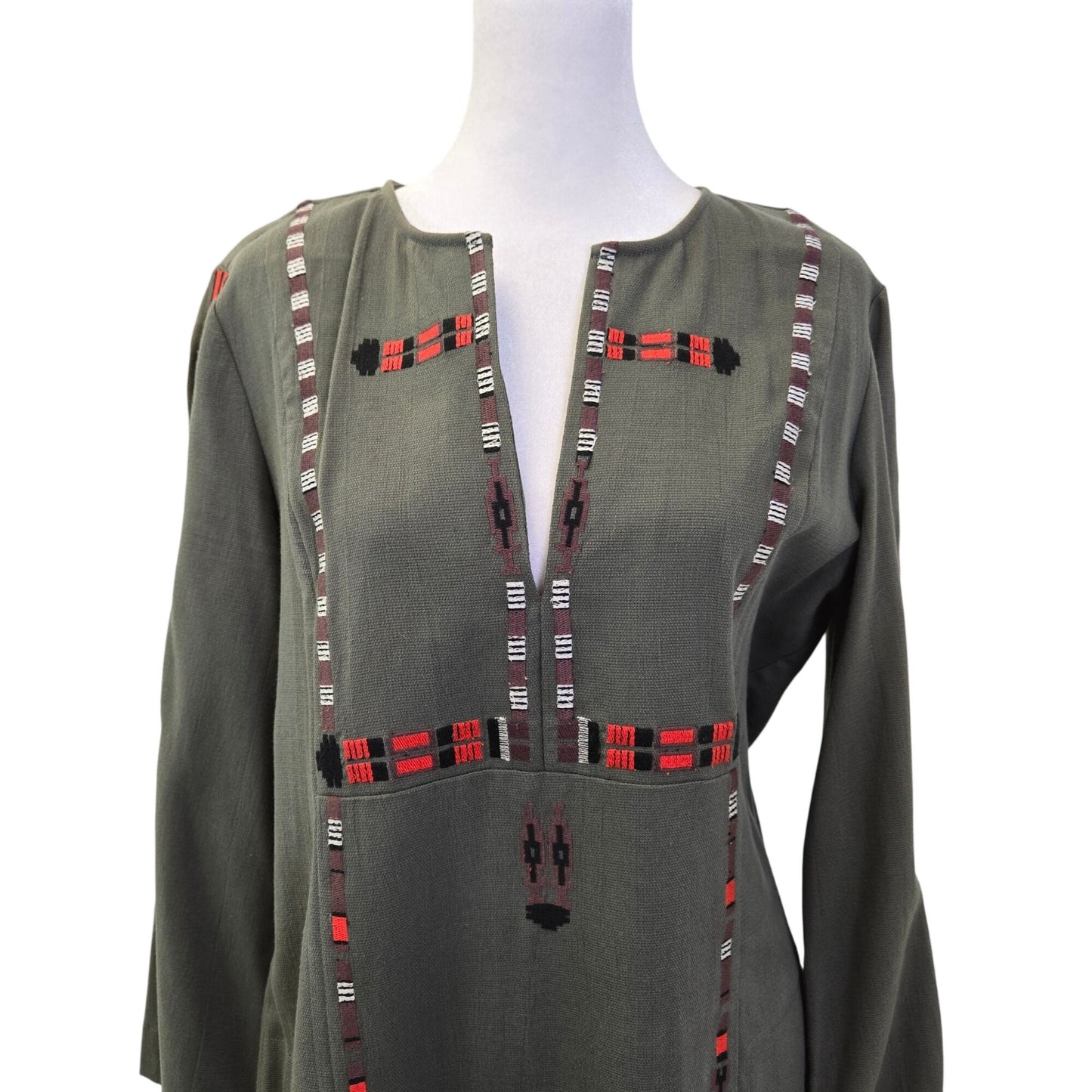 Twelfth Street by Cynthia Vincent Tencel Blend Aztec Print Dress Size Small