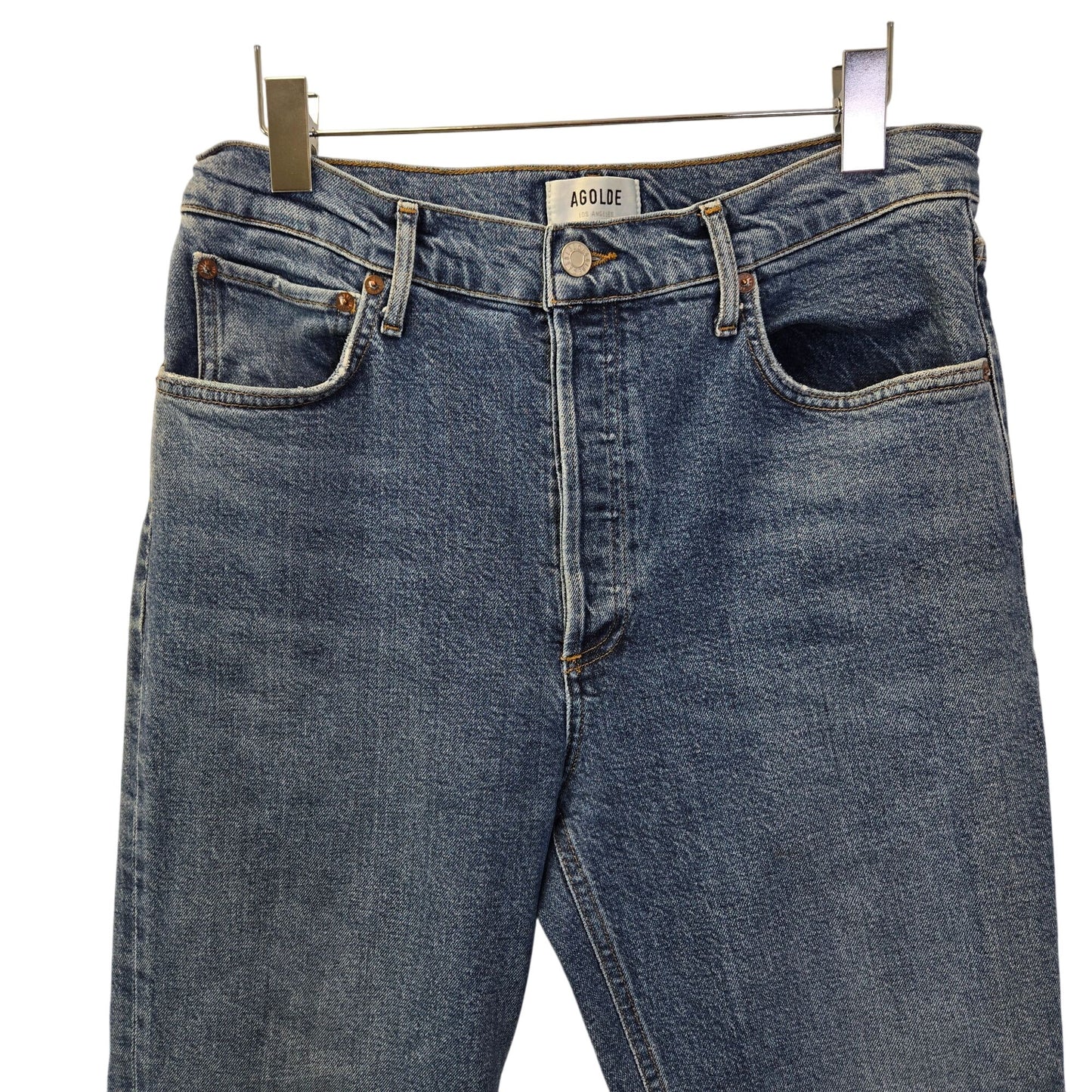 Agolde Riley High Rise Straight Crop Jeans in Frequency Wash Size 30