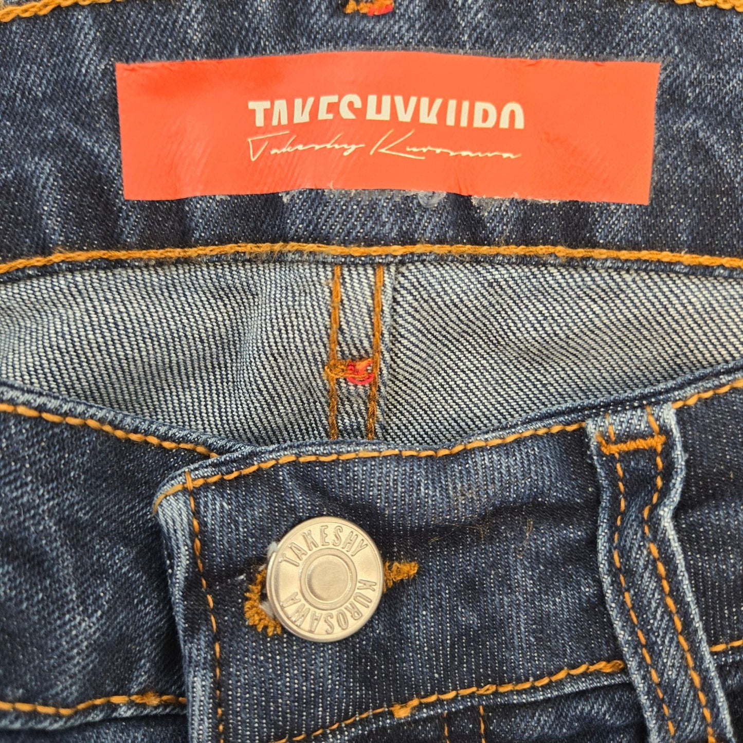 NWT Takeshy Kurosawa Jackson Con Zip Fly Distressed Tapered Jeans Size 34