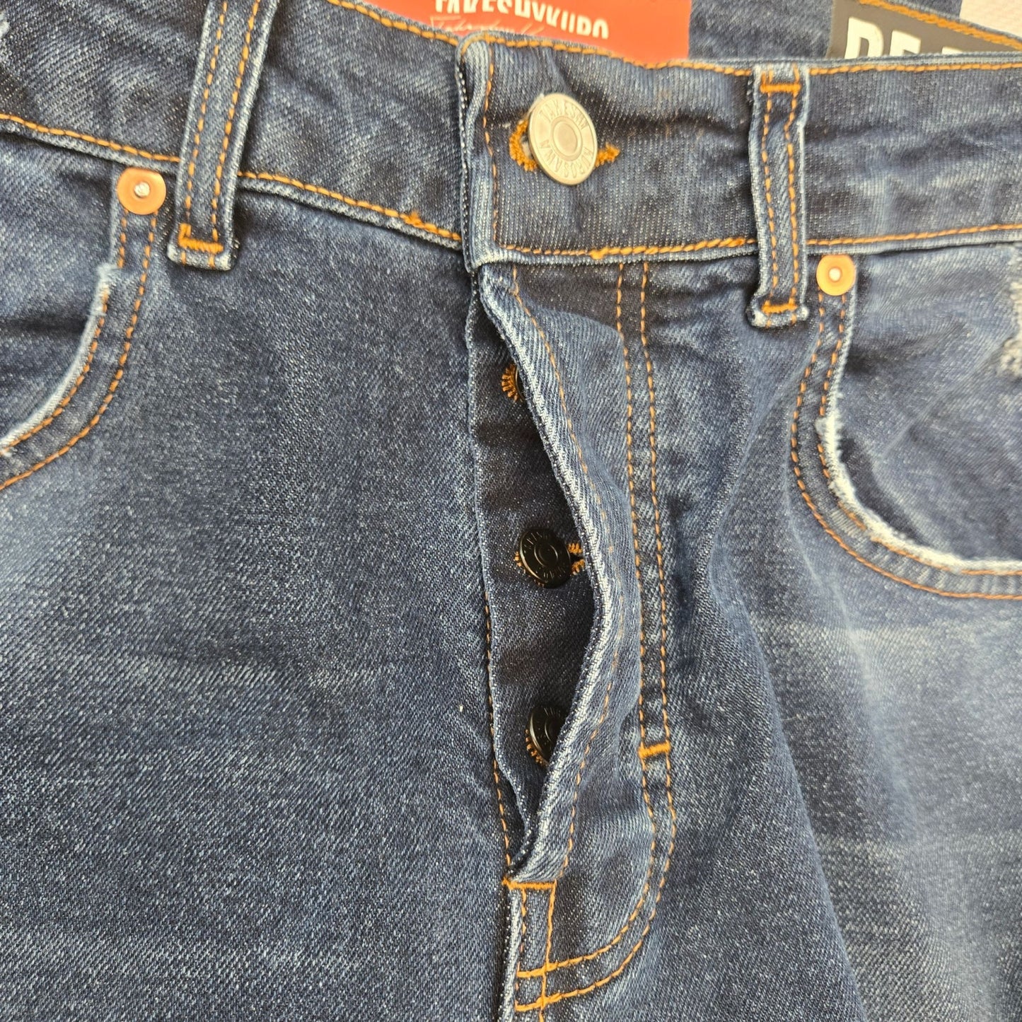NWT Takeshy Kurosawa Jackson Con Zip Fly Distressed Tapered Jeans Size 34