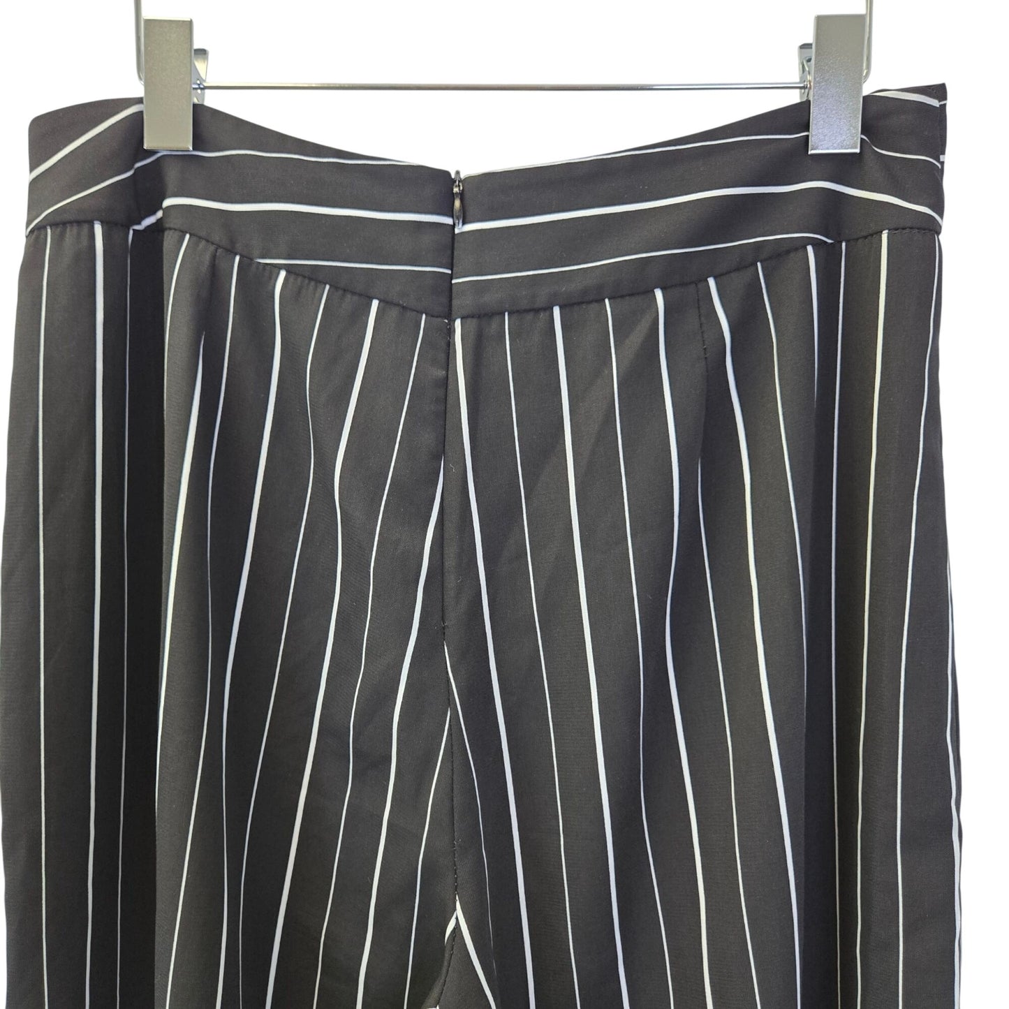 Aqua Striped Wide Leg High Rise Belted Trouser Pants Size Large