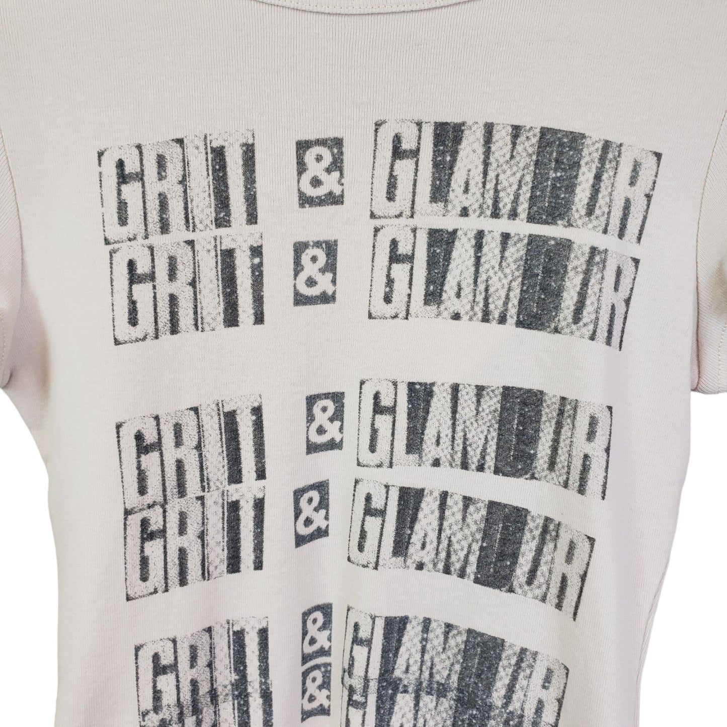 NWT Daydreamer Grit & Glamour Fitted T-Shirt in Dirty White Size XS