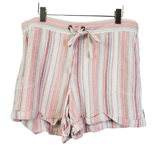 Per Se Linen Blend Striped Cuffed Shorts Size XL