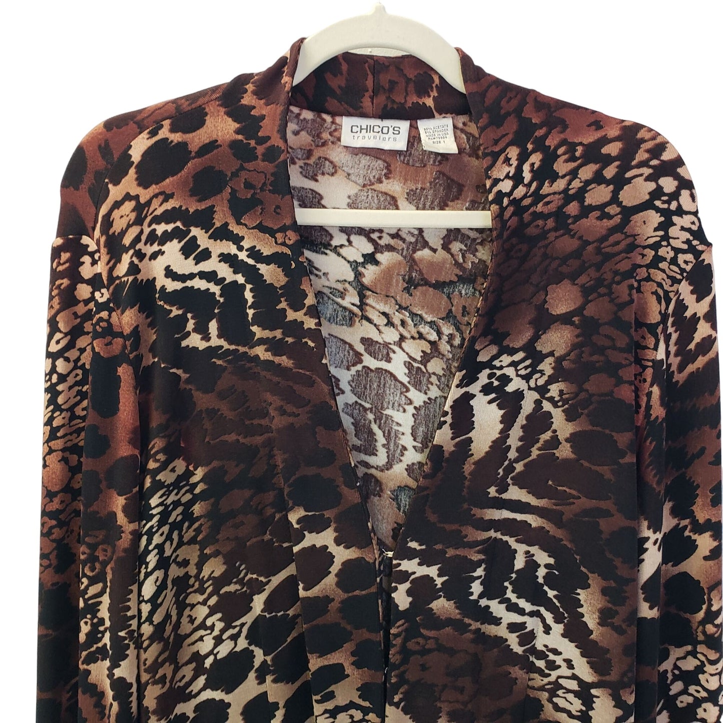 Chico's Travelers Animal Print Peplum Blouse Size Chico's 1/Medium