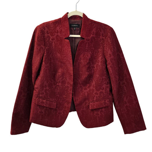 Talbots Jacquard Texture Hook and Eye Closure Blazer Jacket Size 14