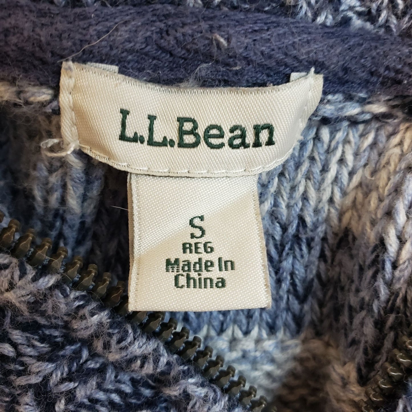 L.L. Bean Striped Front Zip Cardigan Sweater Size Small